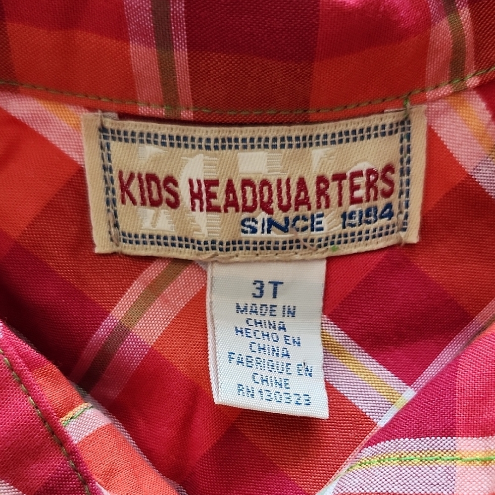 Kids Headquarters Red and White Plaid Button Down Shirt - Picture 2 of 6